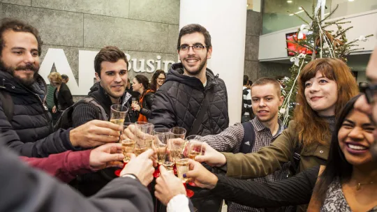 The Full-Time students of EAE Business School raise a glass for Christmas 