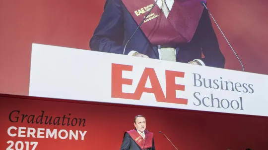 Joan Castells, the patron of EAE's 2016/2017 graduating class and Chairman de FIATC Joan Castells, the patron of EAE's 2016/2017 graduating class and Chairman de FIATC