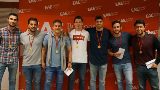 Members of the team 'Pex to Go', champion of the EAE Football League on the Madrid campus