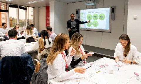 EAE Business School students doing an activity in class