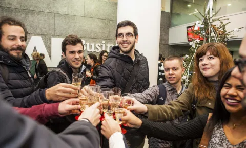 The Full-Time students of EAE Business School raise a glass for Christmas 